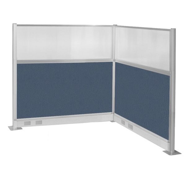 Versare Pre-Configured Hush Panel Electric Cubicle (L Shape) 6' x 6' W/ Window Ocean Fabric 1859424 - main